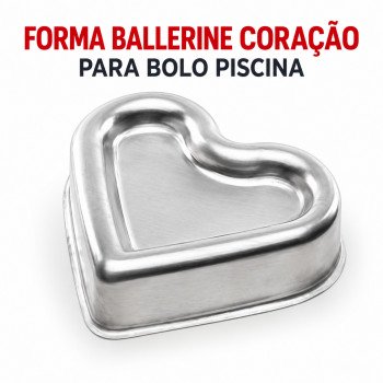 Forma Ballerine Coração para Bolo Piscina em Alumínio – 20 cm