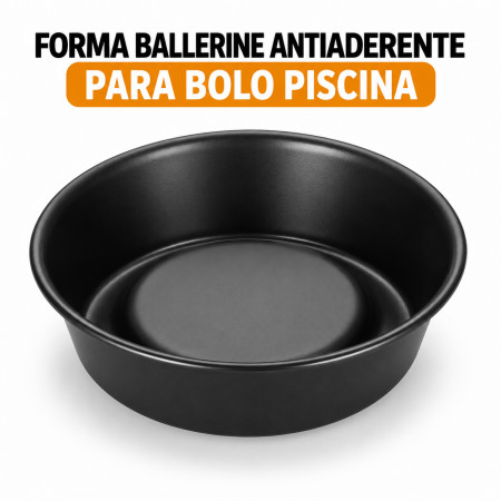 Forma Ballerine Redonda Antiaderente para Bolo Piscina – 19 ou 26 cm
