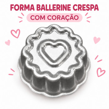 Forma Ballerine Crespa com Coração para Bolo Piscina em Alumínio – 11,5 cm
