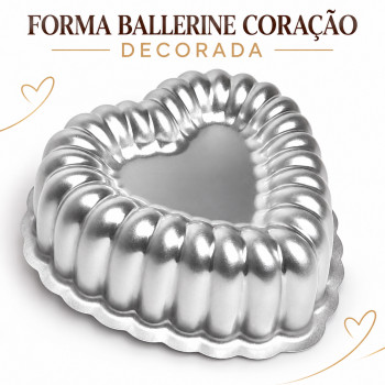 Forma Ballerine Coração Decorada para Bolo Piscina em Alumínio – 18,3 cm