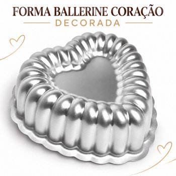 Forma Ballerine Coração Decorada para Bolo Piscina em Alumínio – 18,3 cm