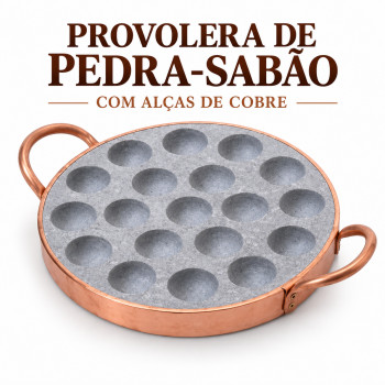 Provolera de Pedra-Sabão com Alças de Cobre – 23 x 29 cm