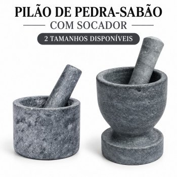 Pilão de pedra médio