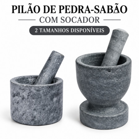 Pilão de pedra médio