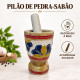 Pilão de pedra sabão decorado