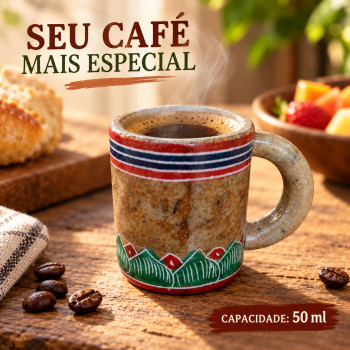 Xícara de pedra sabão decorada - 50 ML