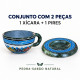 Xícara de chá de pedra sabão com pires decorada