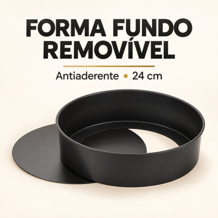 Forma Redonda Antiaderente com Fundo Removível 24 cm