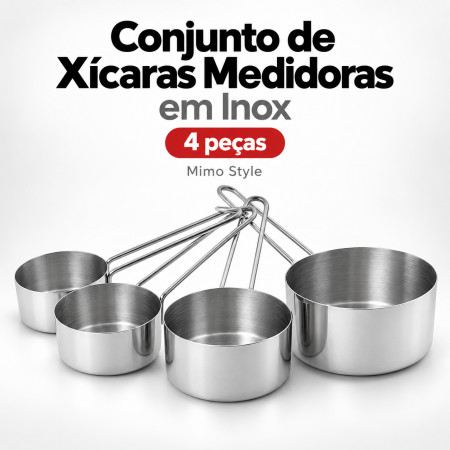 Conjunto de Xícaras Medidoras em Inox 4 Peças - Mimo Style