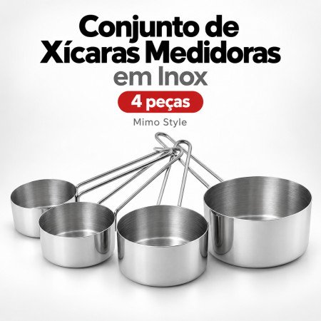 Conjunto de Xícaras Medidoras em Inox 4 Peças - Mimo Style