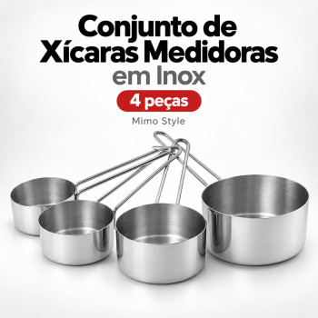 Conjunto de Xícaras Medidoras em Inox 4 Peças - Mimo Style