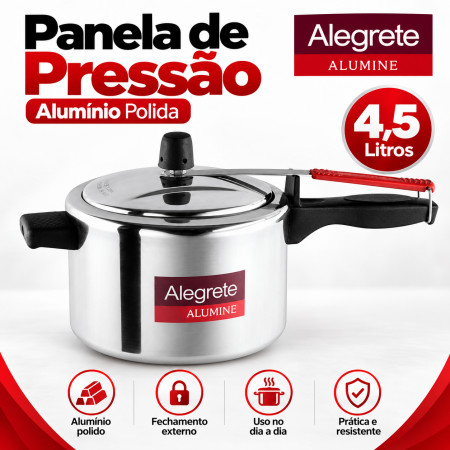 Panela de pressão 4,5 litros polida Alegrete