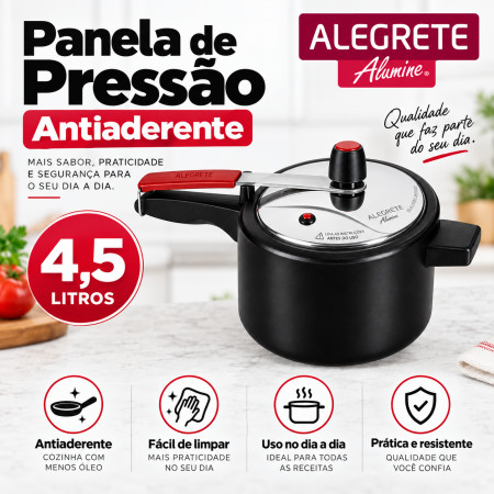 Panela de pressão 4,5 litros antiaderente