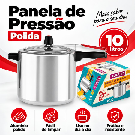 Panela de pressão 10 litros polida