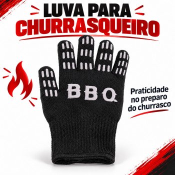 Luva para Churrasqueiro BBQ Antiderrapante 27 x 16 cm