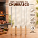 Kit 4 Espetos De Aço 55cm Para Churrasco