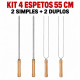 Kit 4 Espetos De Aço 55cm Para Churrasco