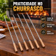 Kit 06 Espetos simples Para Churrasco Cabo Madeira 65 cm