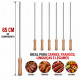 Kit 06 Espetos simples Para Churrasco Cabo Madeira 65 cm