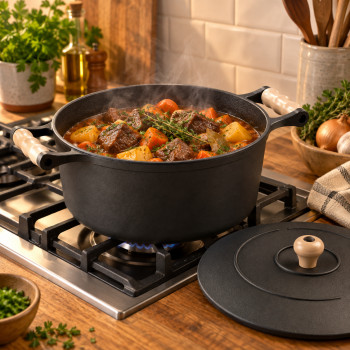 Caçarola de ferro fundido com alças de Madeira 16 cm - Libaneza