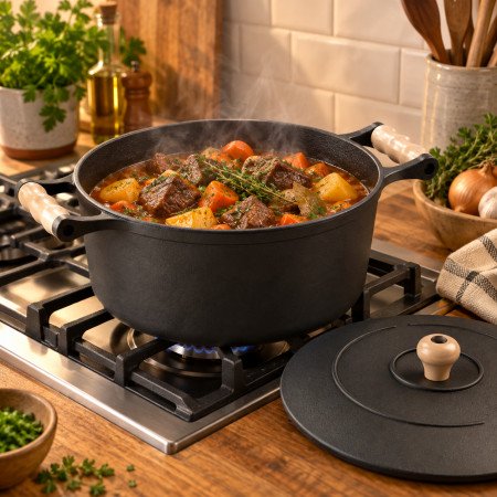 Caçarola de ferro fundido com alças de Madeira 16 cm - Libaneza