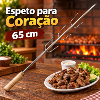 Espeto para Coração de Frango 65 cm para Churrasco