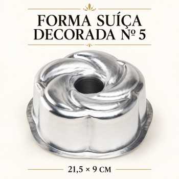 Forma Suíça Decorada nº 5 para Bolo – 21,5 × 9 cm