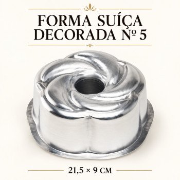 Forma Suíça Decorada nº 5 para Bolo – 21,5 × 9 cm