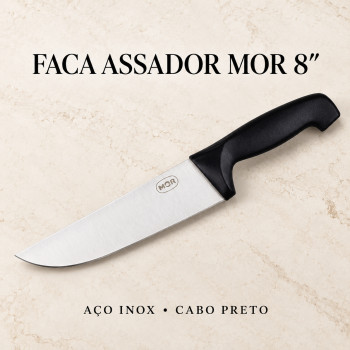 Faca Assador Mor 8″ em Aço Inox com Cabo Preto