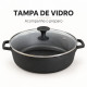 Risoteira de ferro fundido com tampa de vidro 28 cm