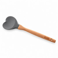 Espátula Coração de Silicone Cinza com Cabo de Bambu 32 cm