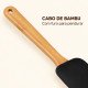 Espátula oval silicone bambu preta