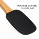 Espátula oval silicone bambu preta