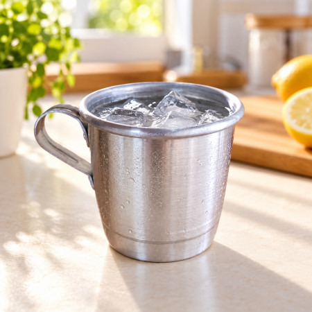 Caneca de alumínio com alça de alumínio