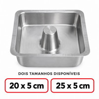 Forma para Torta Suíça Quadrada com Furo Central – 20 ou 25 cm