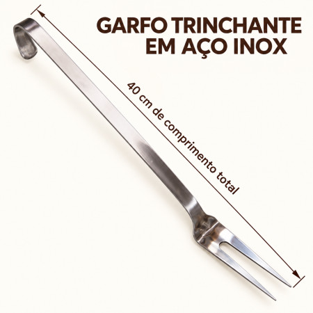 Garfo Trinchante em Aço Inox 40 cm com Cabo Longo