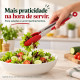 Pegador de Salada em Aço Inox com Silicone Vermelho Mimo Style – 35 cm