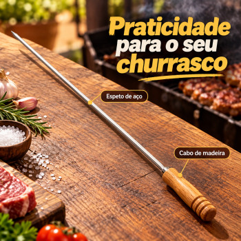 Espeto de churrasco duplo 65 cm