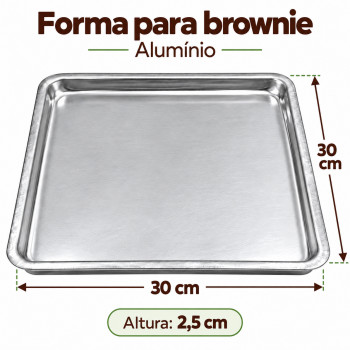 Forma para Brownie de Alumínio 30 x 30 x 2,5 cm Caparroz