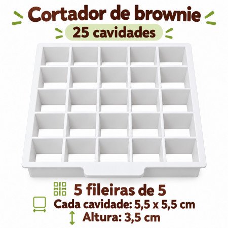 Cortador de Brownie Plástico com 25 Cavidades Caparroz