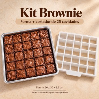 Kit Brownie Caparroz com Forma de Alumínio 30 x 30 cm e Cortador de 25 Cavidades